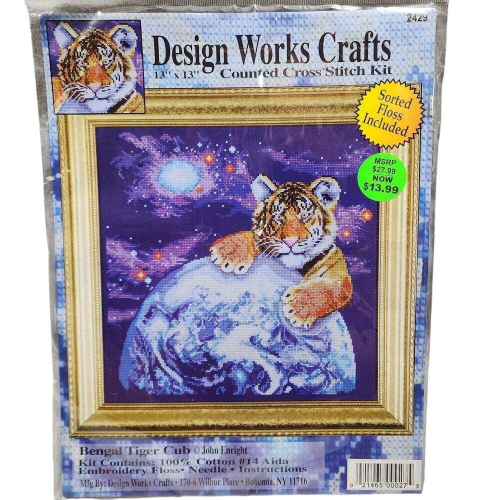 Bengal Tiger Cub Cross Stitch Kit #2429 John Enright Design NIP Discontinued